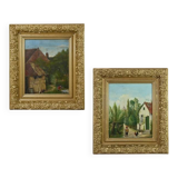 Pair of “Country Scenes” Paintings, signed A. Minne – Late 19th century