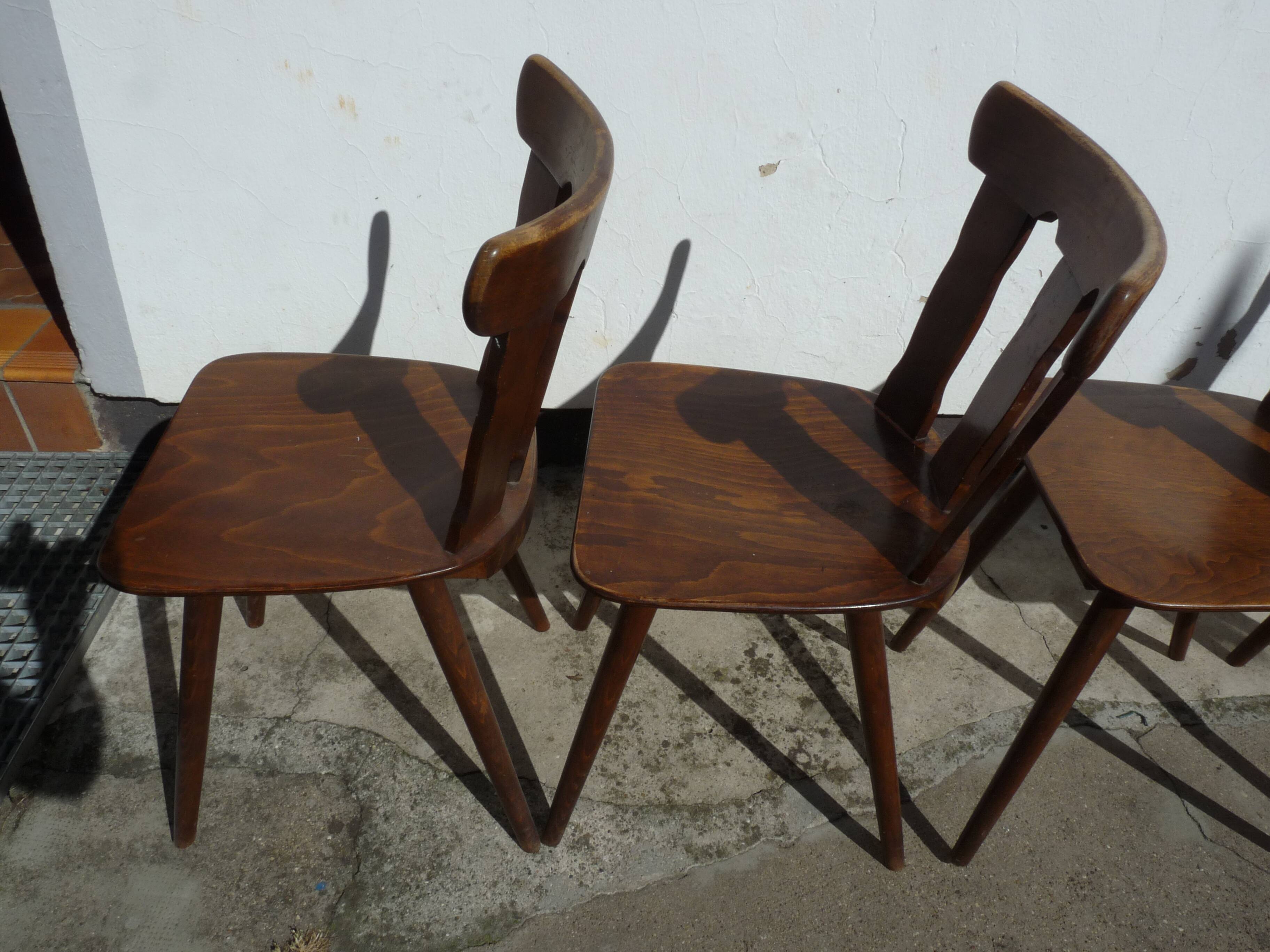 Lot of 4 wooden bistro chairs - 70s 80s 90s