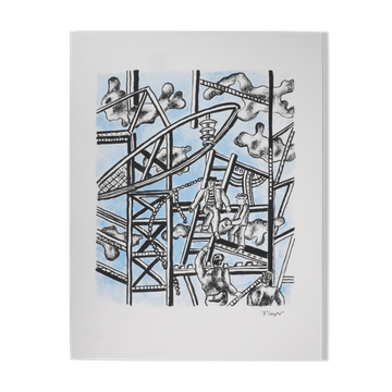 Fernand leger: the builders (blue), signed lithograph