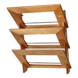 Wall-mounted magazine rack in varnished plywood, 80s/90s