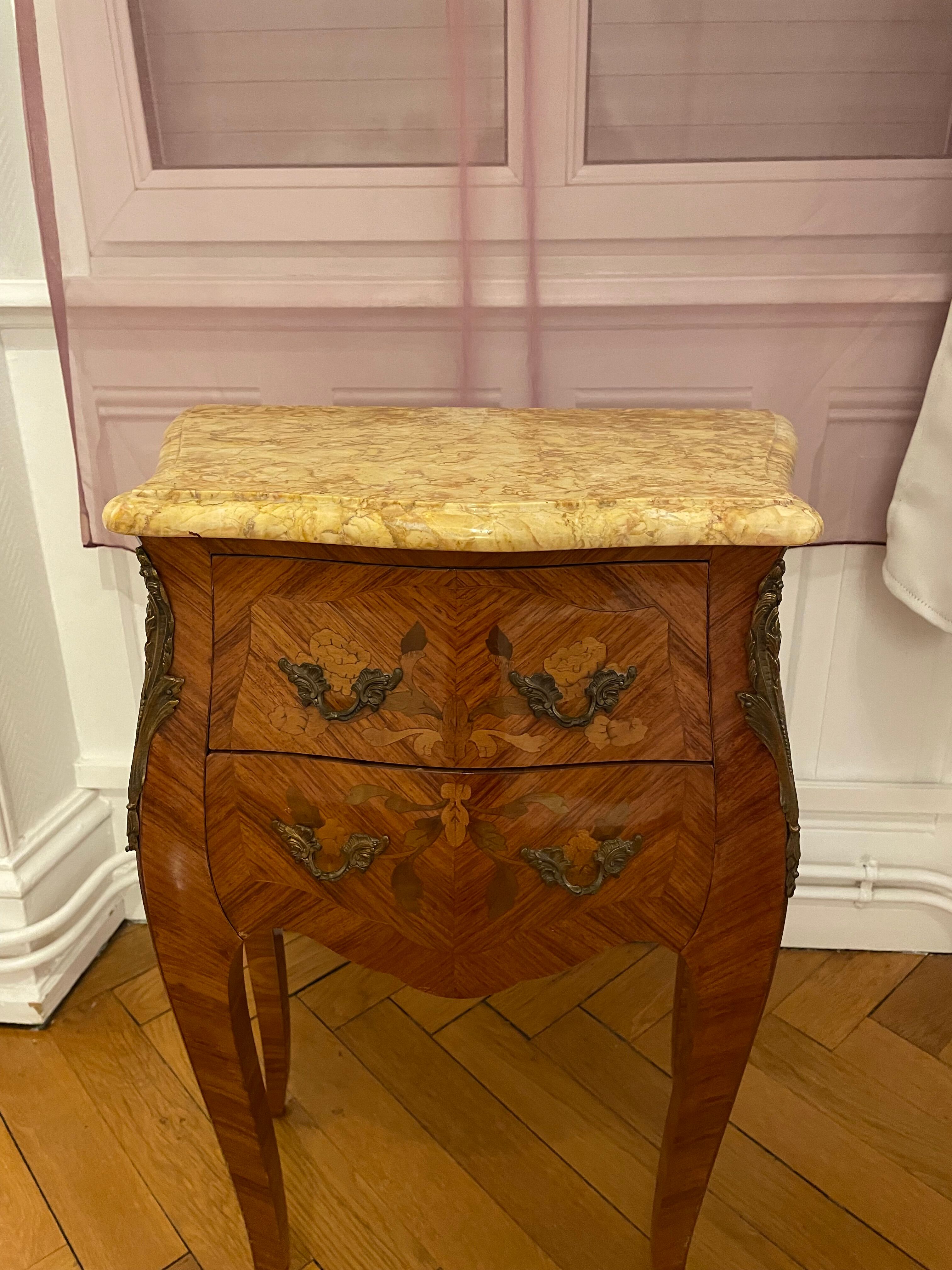 Louis XVI bedside table marquetry