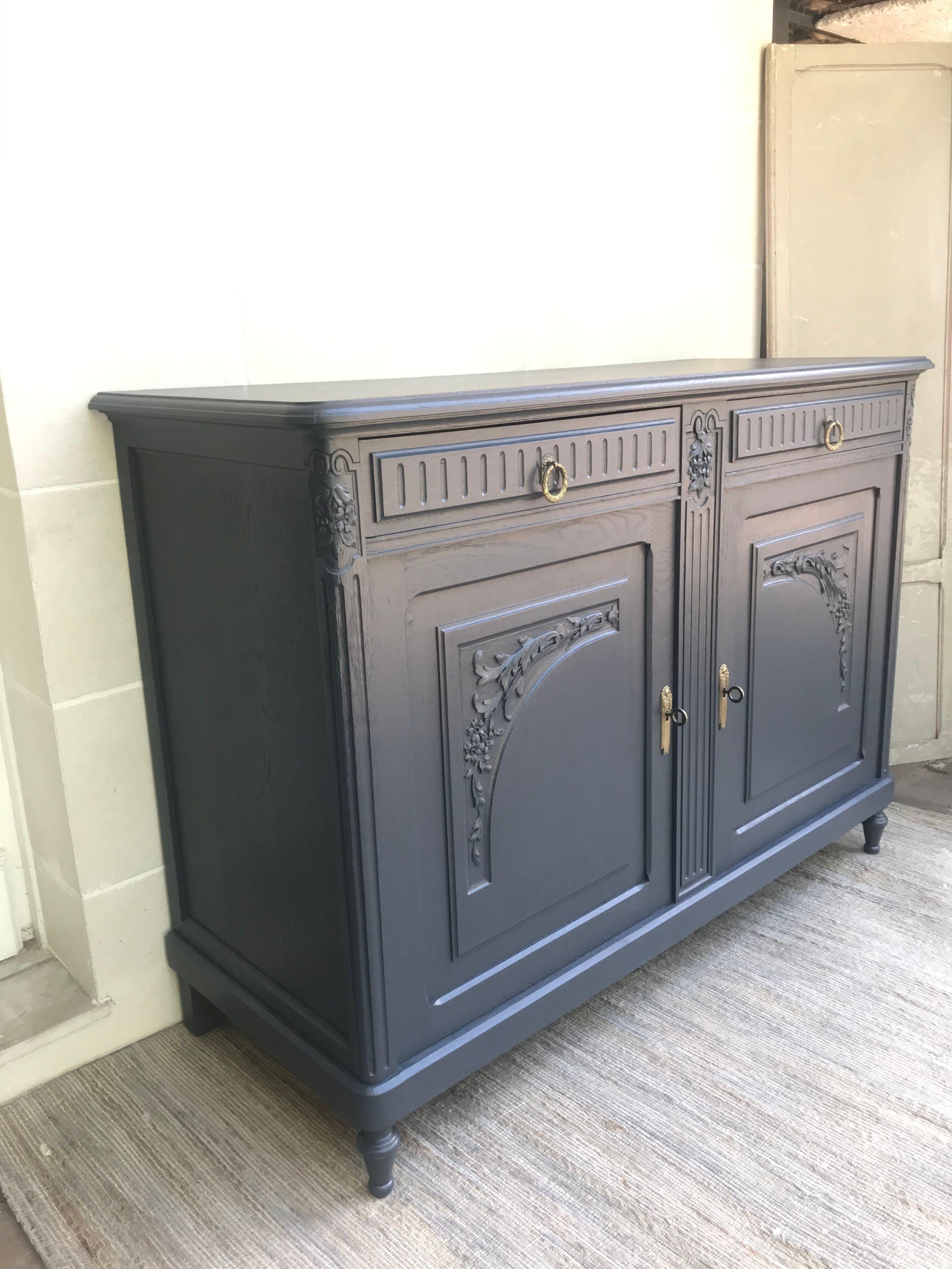 bahut buffet art deco chene solid gray vintage