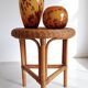 1960s Handmade Vintage French Riviera Wicker & Bamboo Side Table