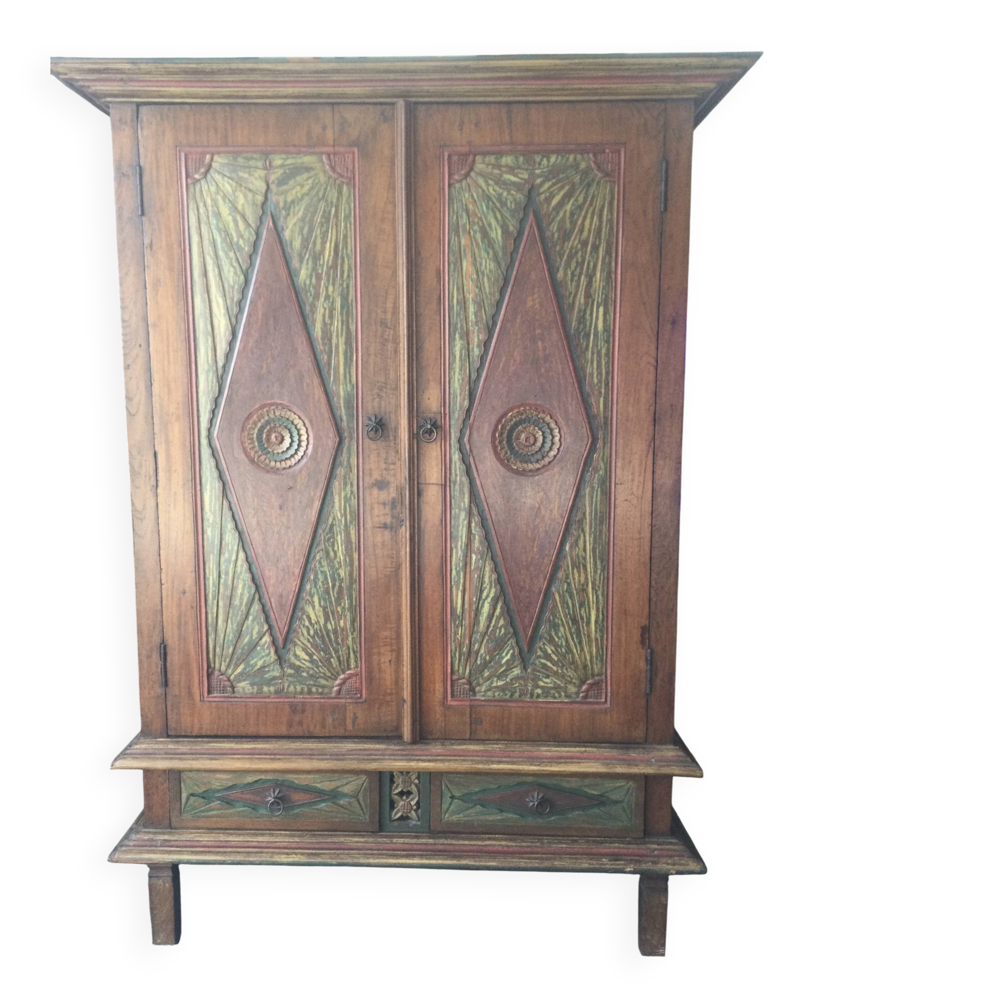 Solid teak wardrobe in Indonesian style, 1900s.