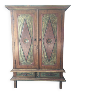 Solid teak wardrobe in Indonesian style, 1900s.
