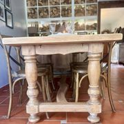 Large Restored Solid Oak Dining Table – Whitewashed Finish