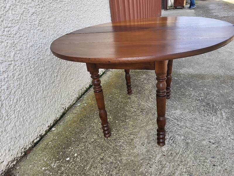 Table demi lune en noyer massif louis philippe du xix ème siecle