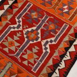 3x10 Red & Orange Tribal Kilim Runner Rug 93x308Cm SK 34615