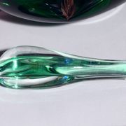 Ashtray with a green and fuchsia glass pestle, Murano Sommerso, 17x6cm