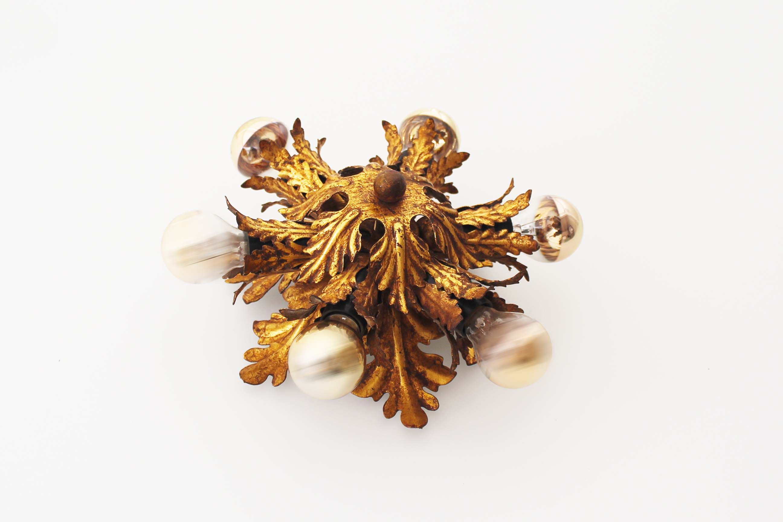 1960’s gilt ‘florentine’ ceiling or wall light by banci firenze