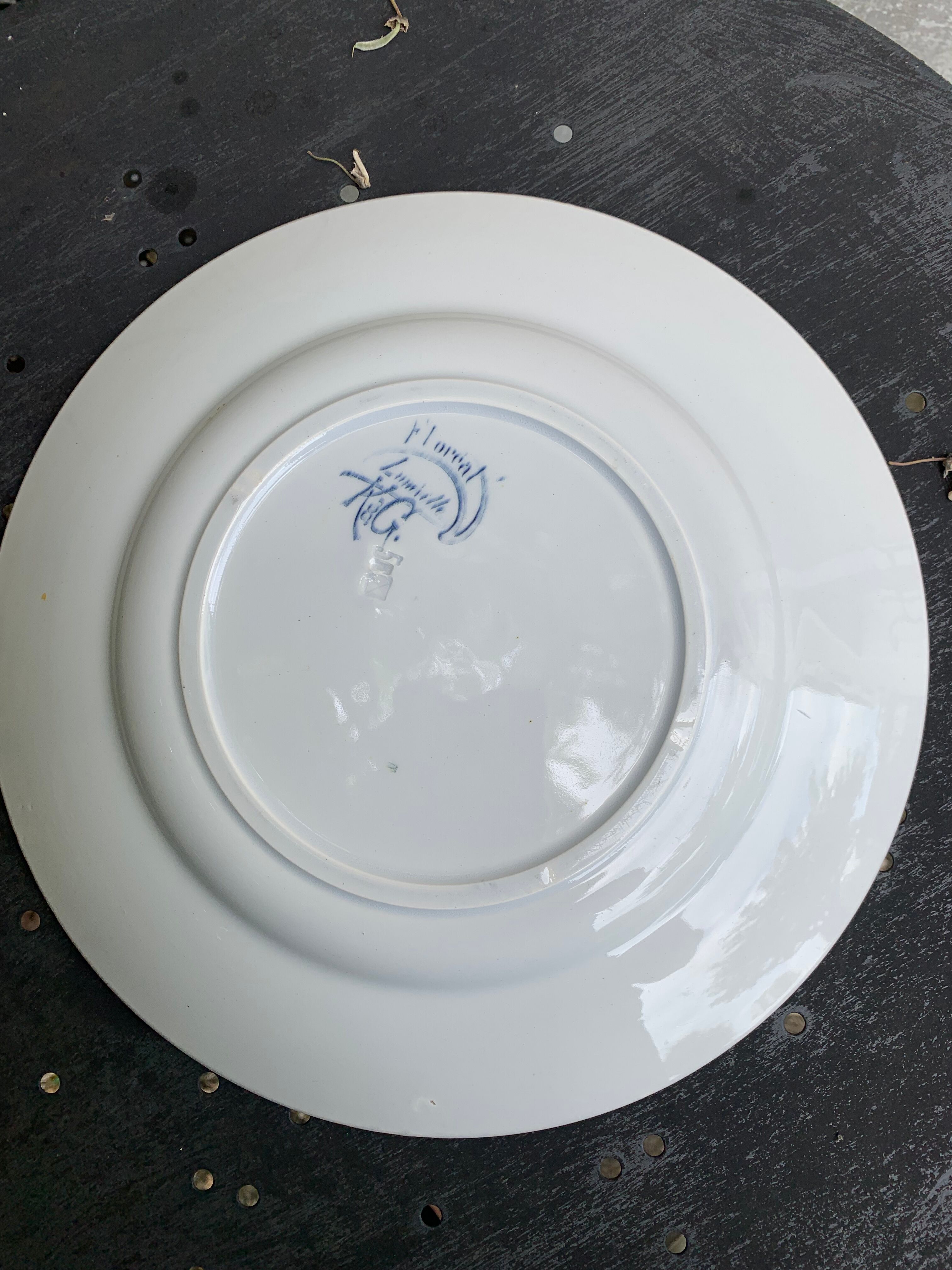 Cake dish, blue floral pattern, k & g luneville model Floreal, vintage and collector