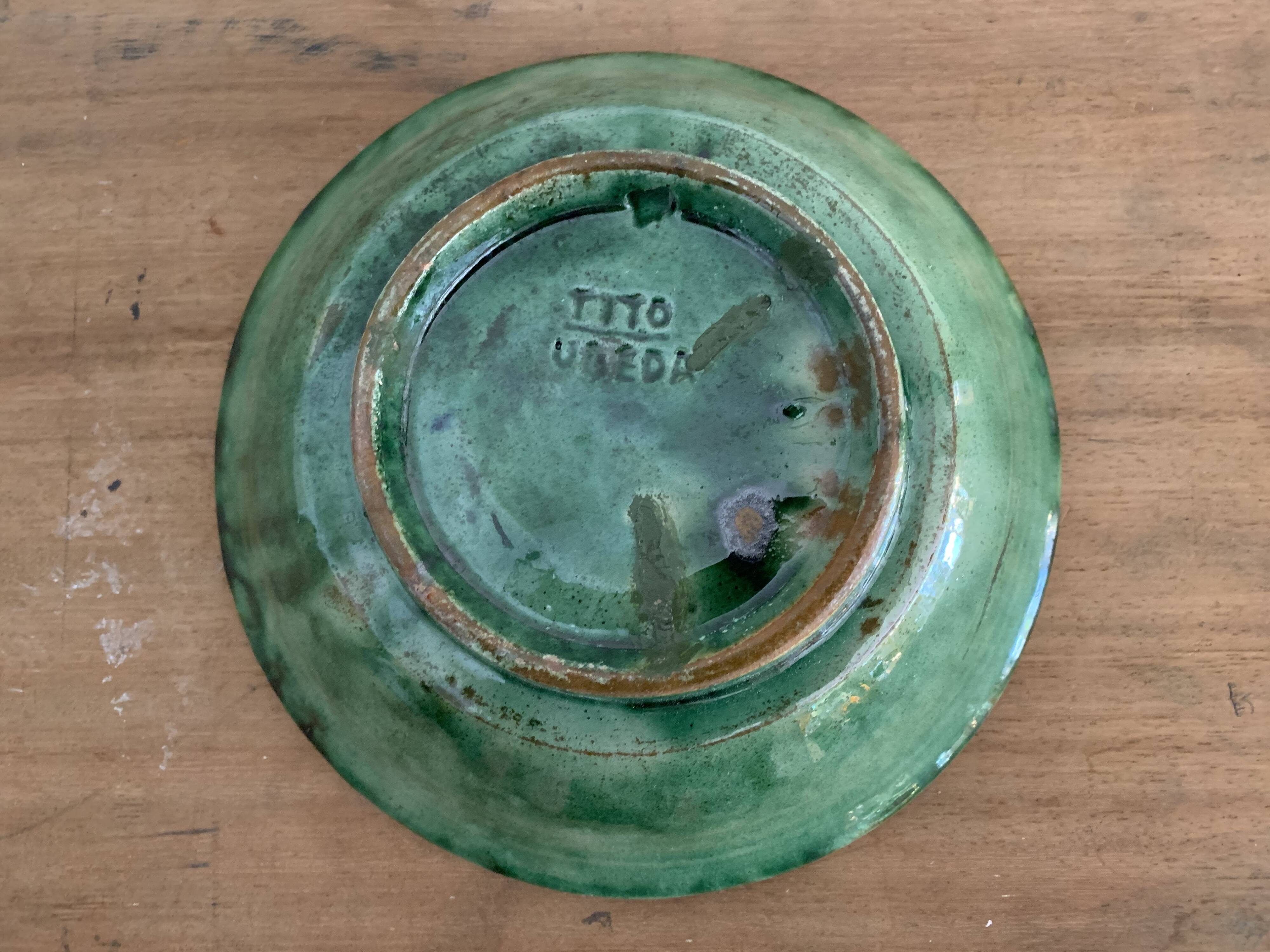 Tito Ubeda Spanish green ceramic fruit cup
