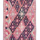 3x9 navy blue & pink turkish runner rug 79x272cm