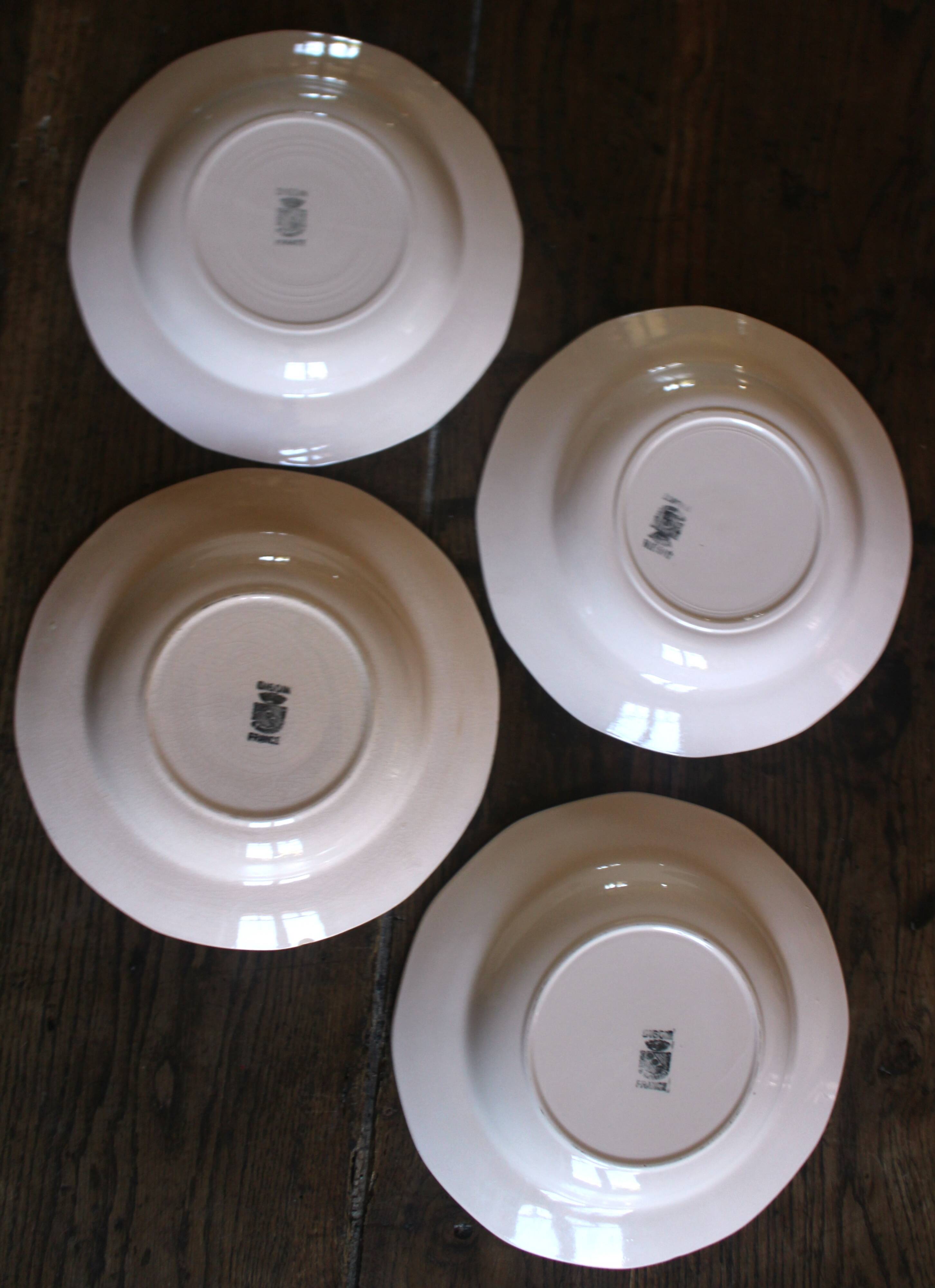5 assiettes creuses rose Digoin Sarreguemines