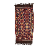 Vintage Afghan Tribal Kilim Wool Rug 390x185 cm Red, Orange, Brown, Black Large