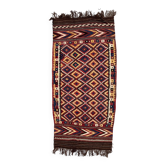 Vintage Afghan Tribal Kilim Wool Rug 390x185 cm Red, Orange, Brown, Black Large