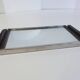 Art Deco mirror plateau in chrome metal and Macassar wood.