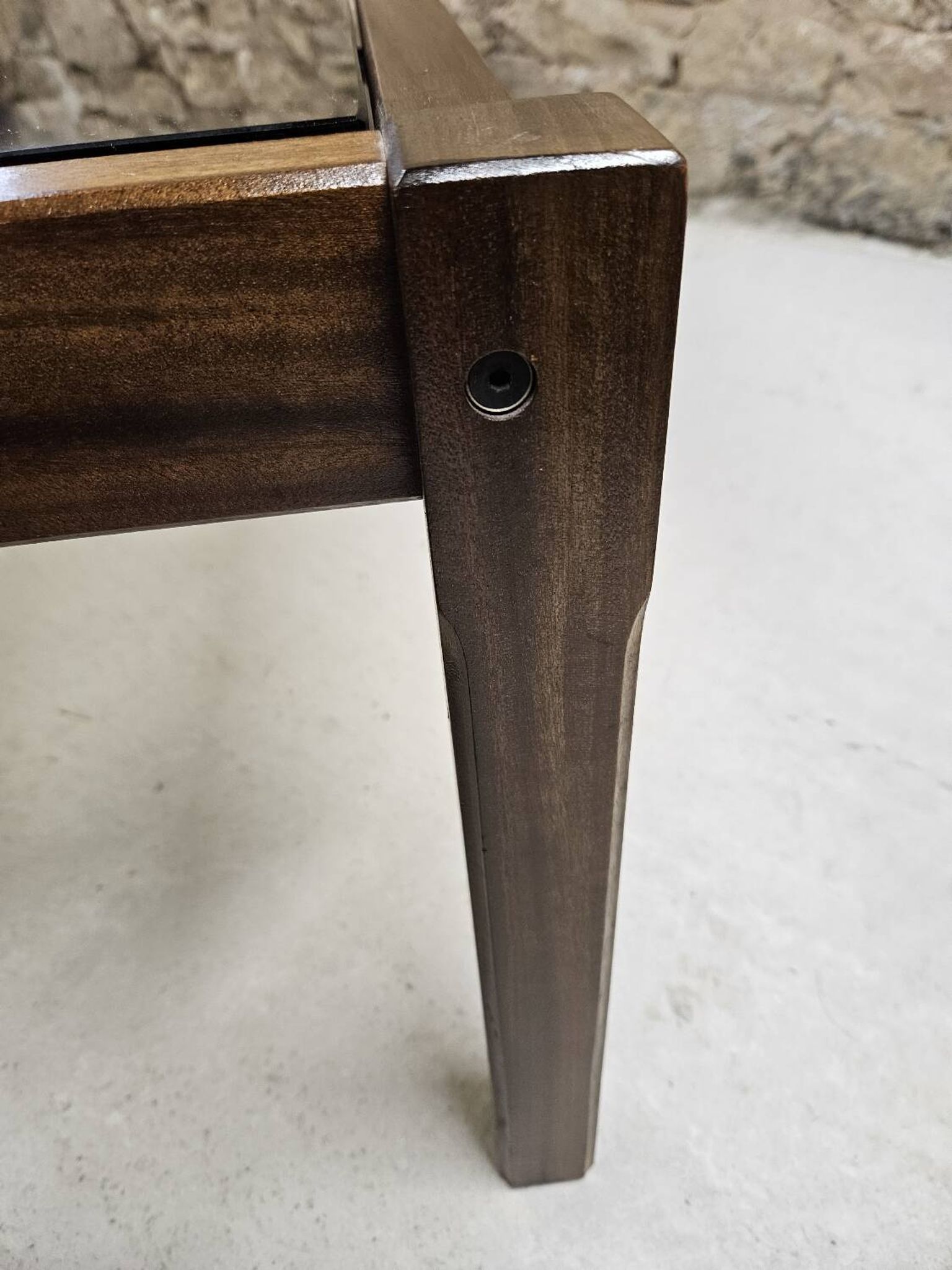 Teak coffee table with smoked glass 1970"