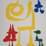 Joan MIRO: A mother and her surrealist children, signed lithograph with certificate.