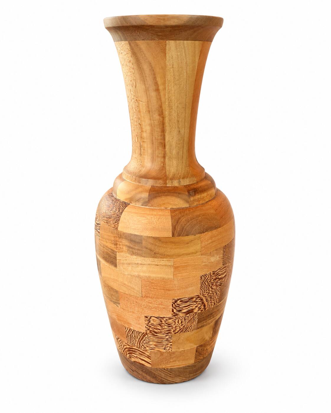 Decorative segmented wooden vase