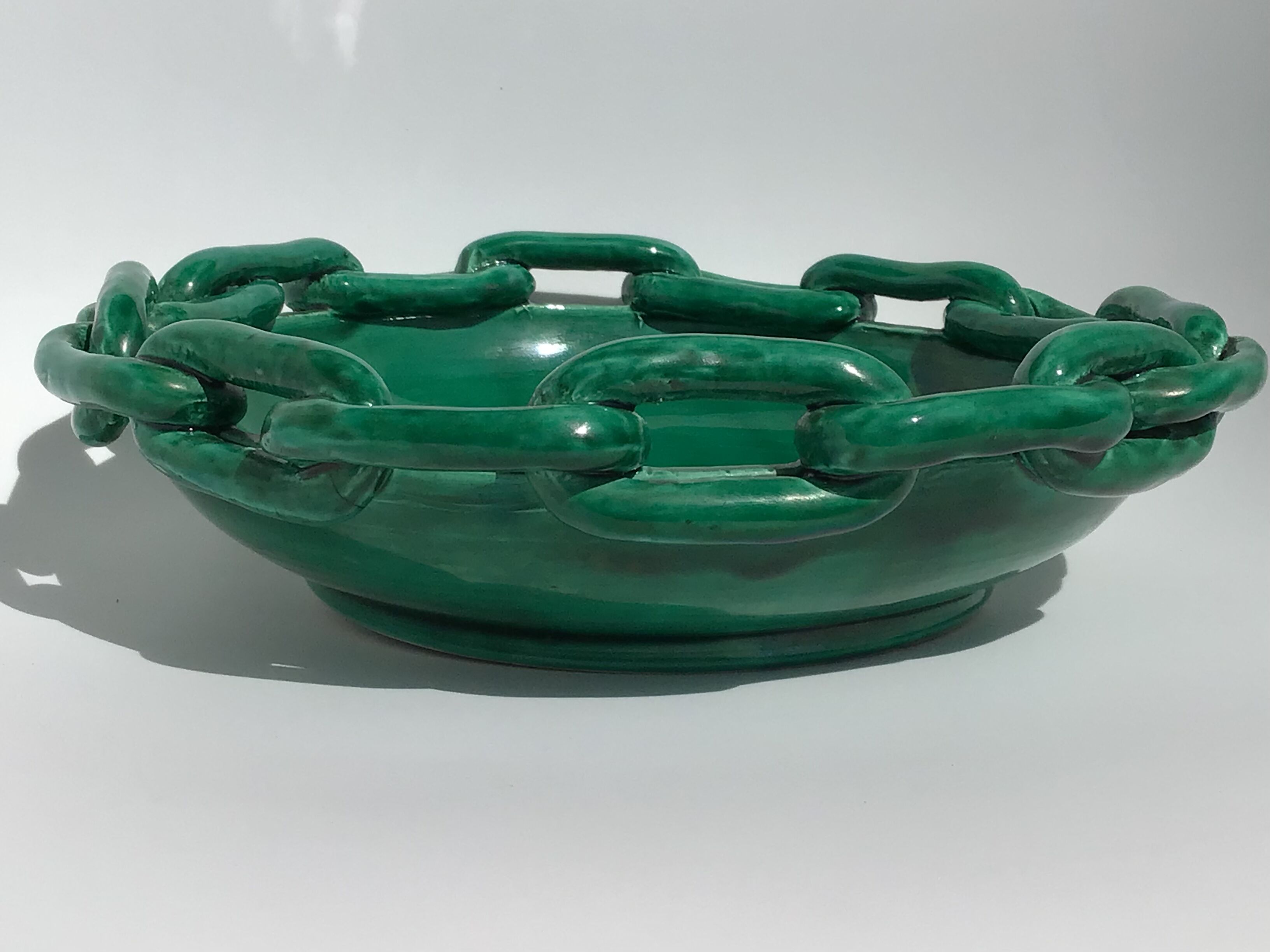 Vallauris cup lined with green earthenware chain