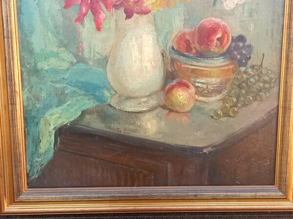 Tableau huile sur toile bouquet de fleurs signer Paul.dangmann(1899-1974)