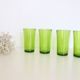 Set of 4 vintage green Duralex water glasses