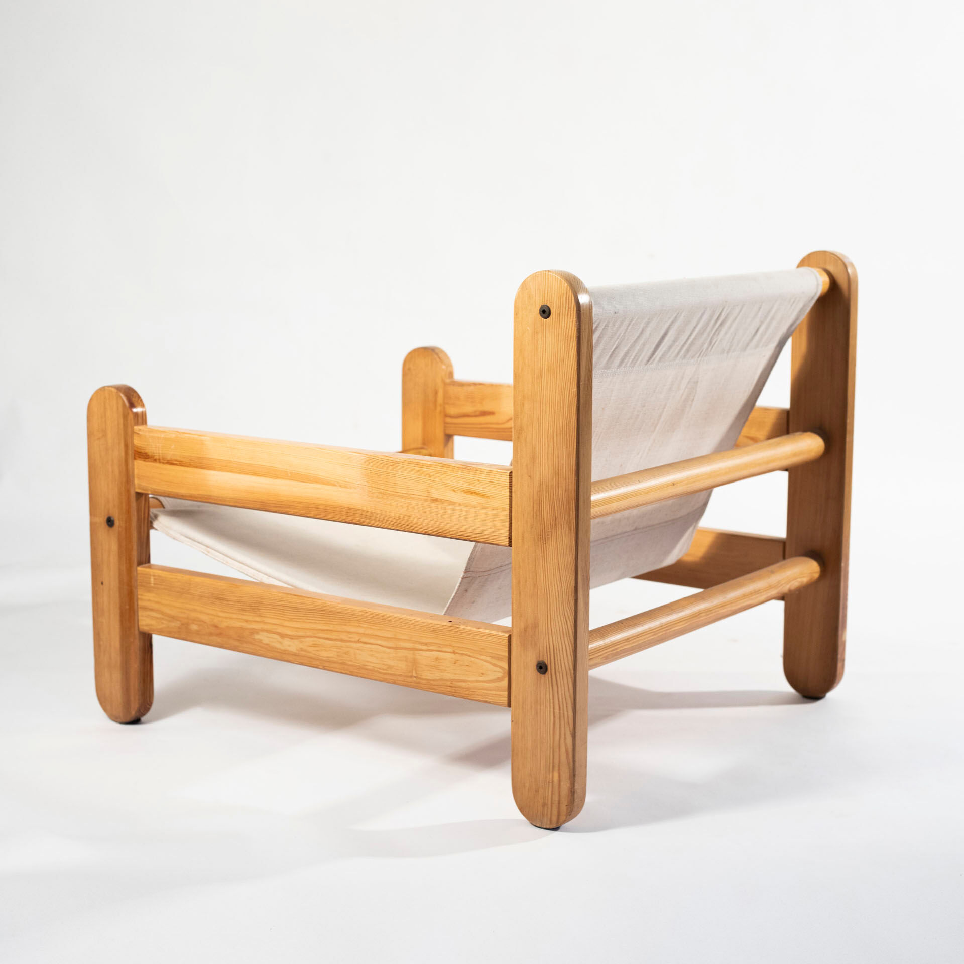 Sling chair in pine, canvas and shipskin, 1970s