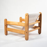 Sling chair in pine, canvas and shipskin, 1970s
