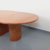 Vintage oval dining table in pink marble from the 70s 80s.