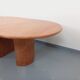 Vintage oval dining table in pink marble from the 70s 80s.