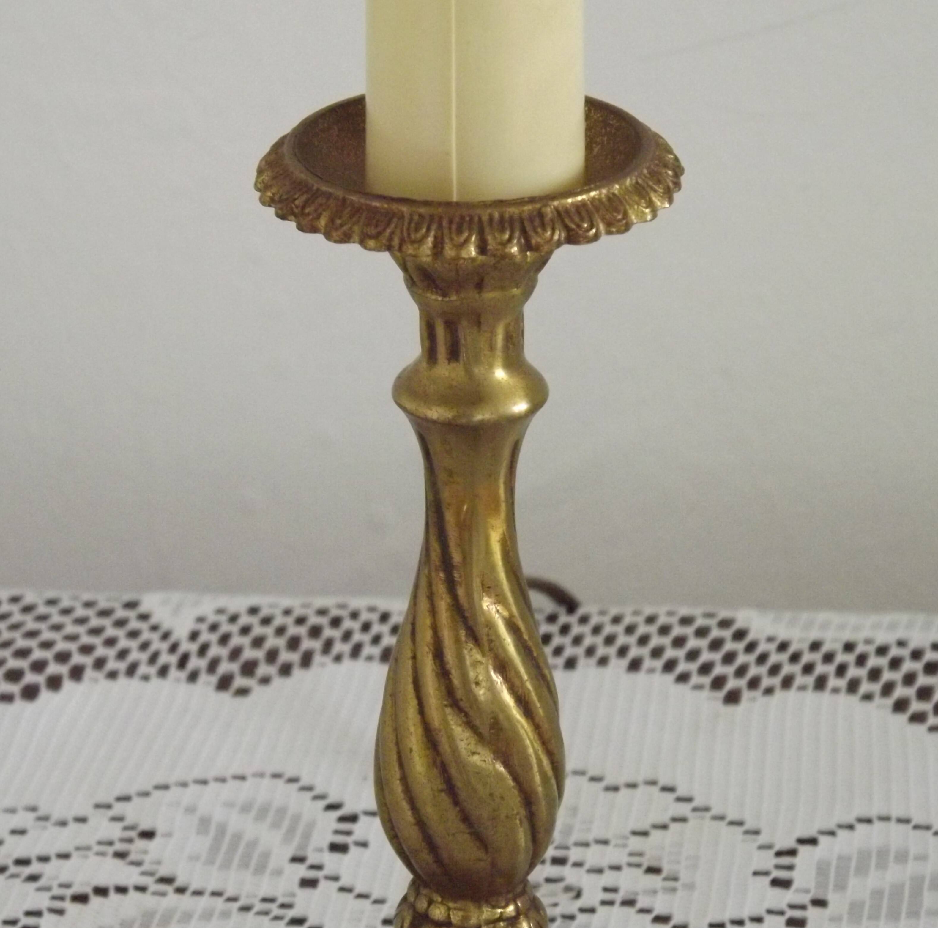 French Vintage Brass Table Lamp With Cream Fringed Shade 5567