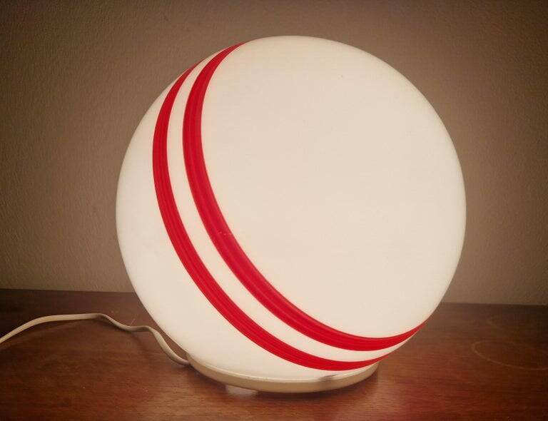Very Rare Midcentury Table Ball Glass Lamp, 1970s