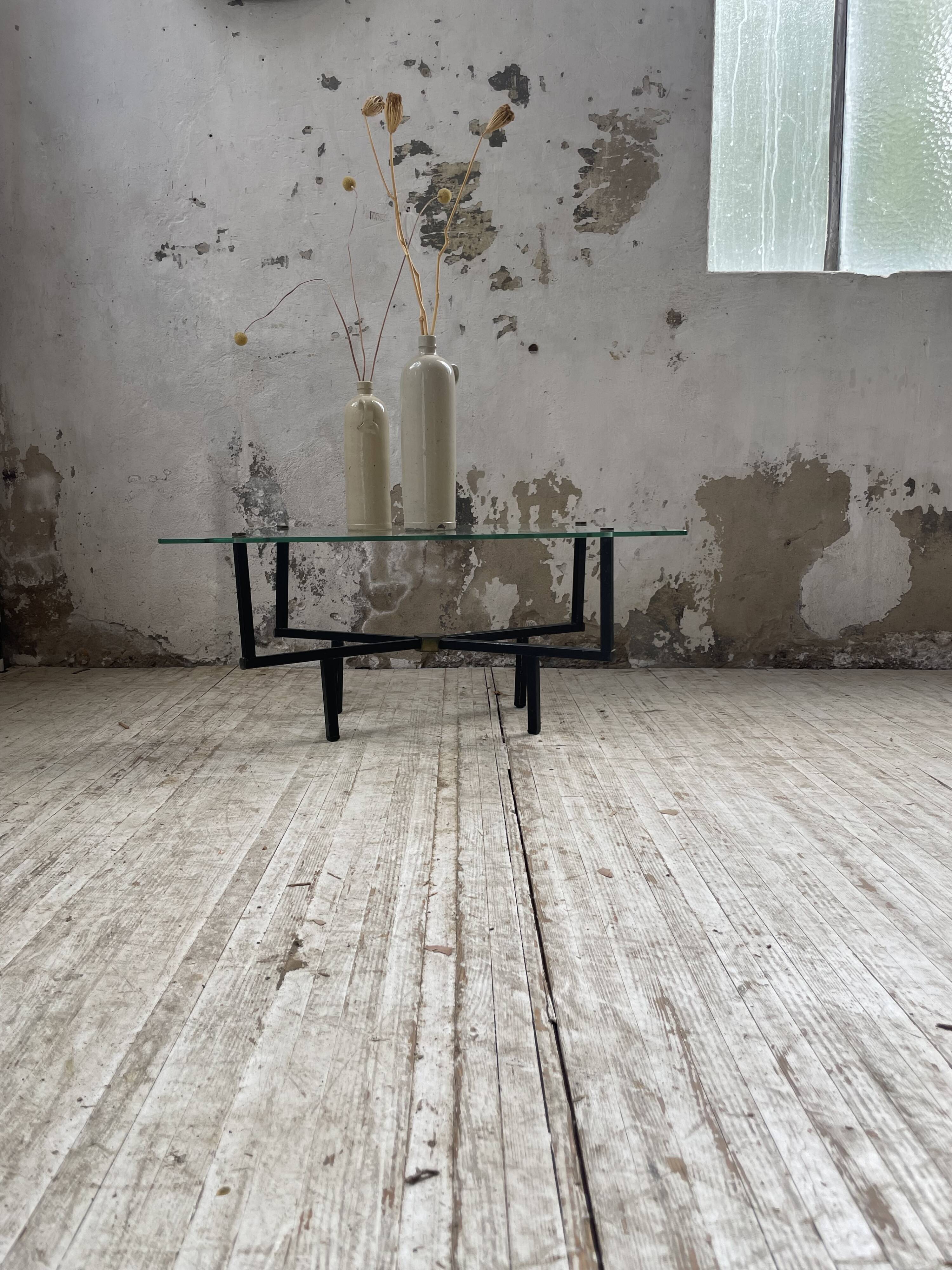 60s glass coffee table