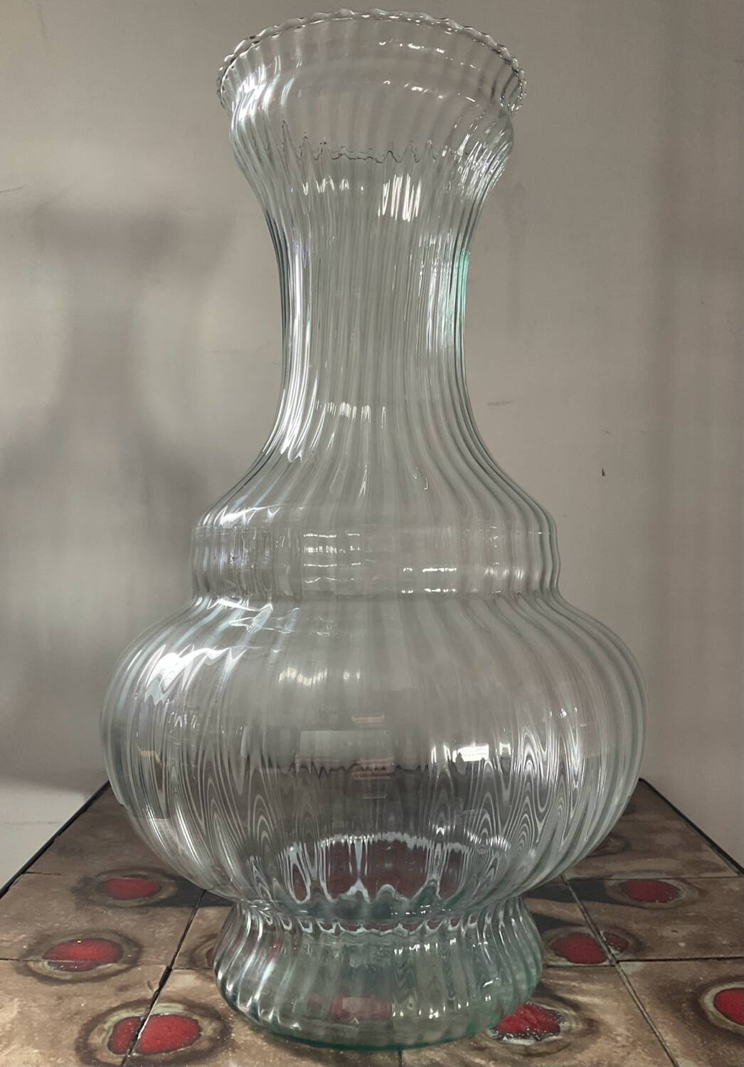 Large molded glass vase 40cm