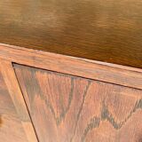 Large vintage chest of drawers with four drawers and one door in oak, circa 1960s