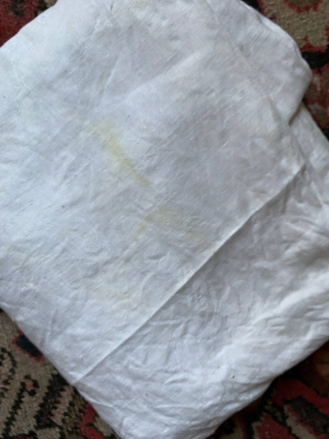 RG embroidered linen damask tablecloth late 19th century.