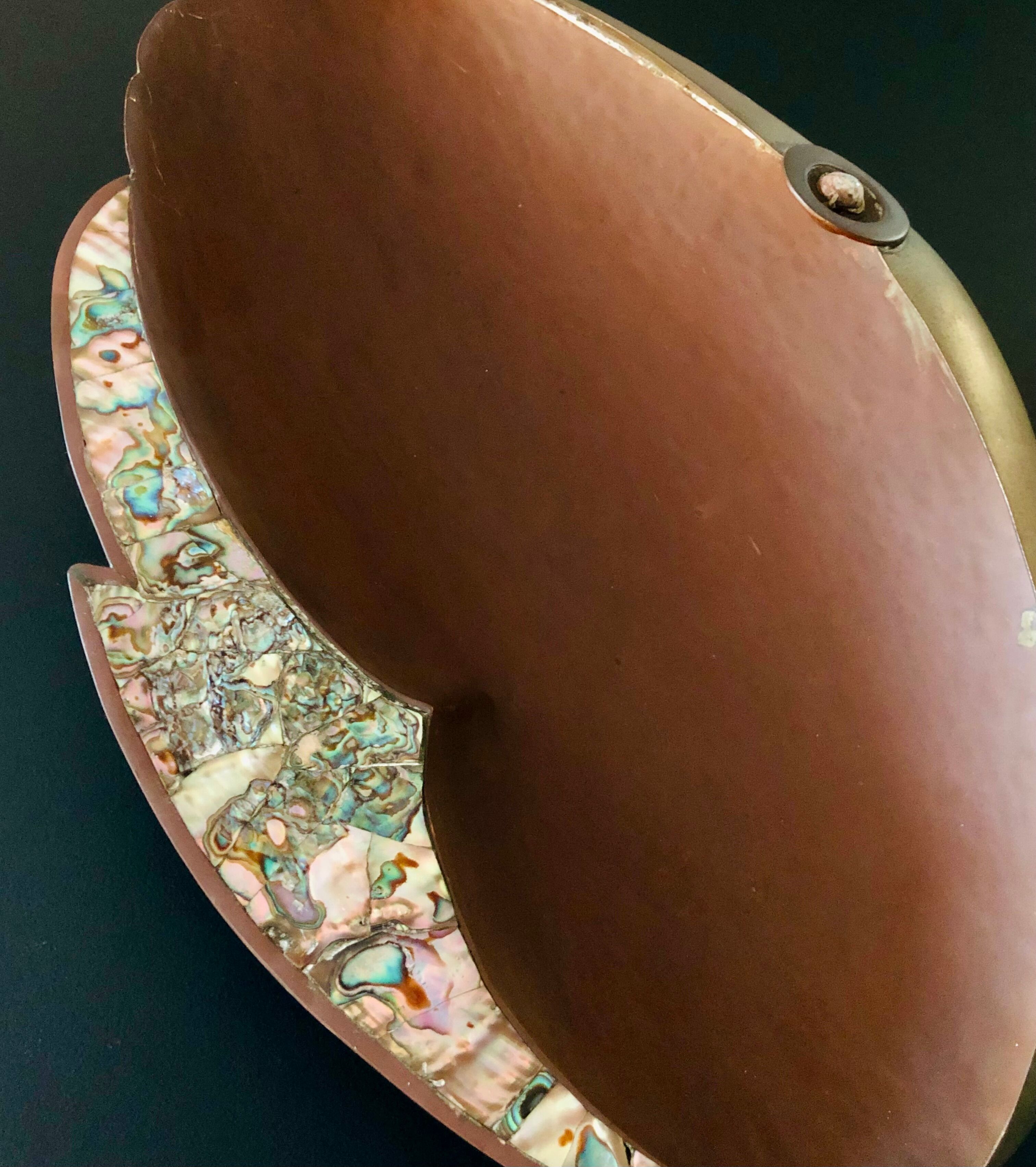 "Fish" cut in copper and mother-of-pearl by G. Espinosa, Mexico 60s