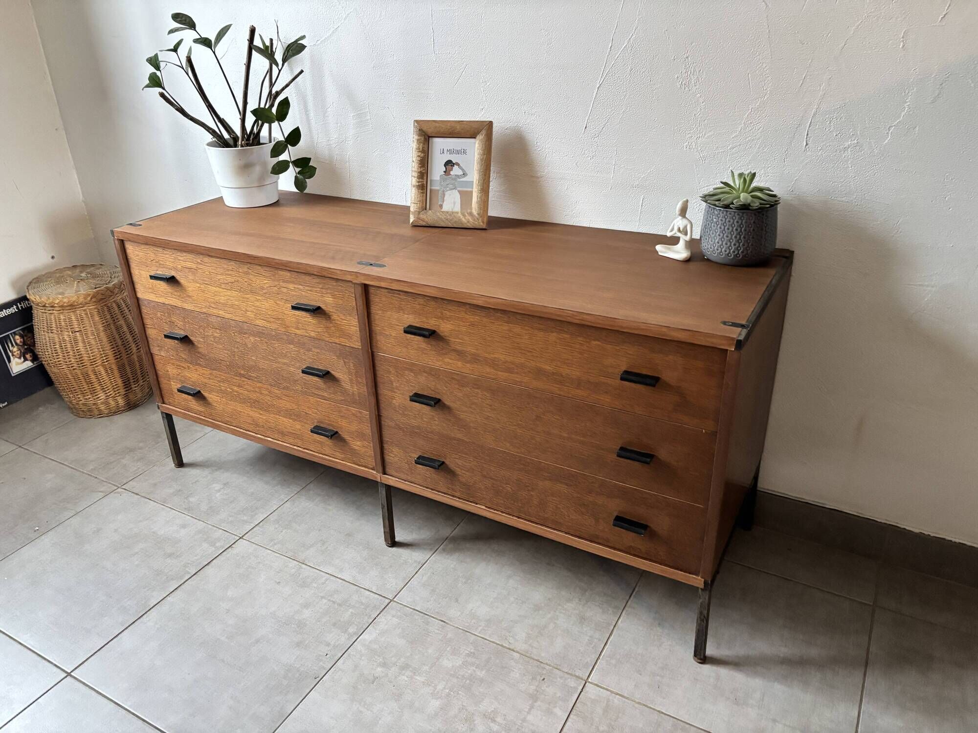 Vintage Scandinavian teak sideboard – 6 drawers – 1960s