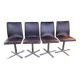 Set of 4 metal and imitation leather swivel chairs.
