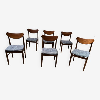 6 chaises scandinave en palissandre années 1960