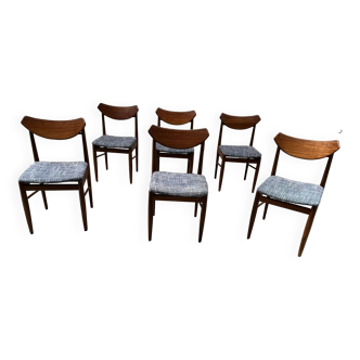 6 chaises scandinave en palissandre années 1960