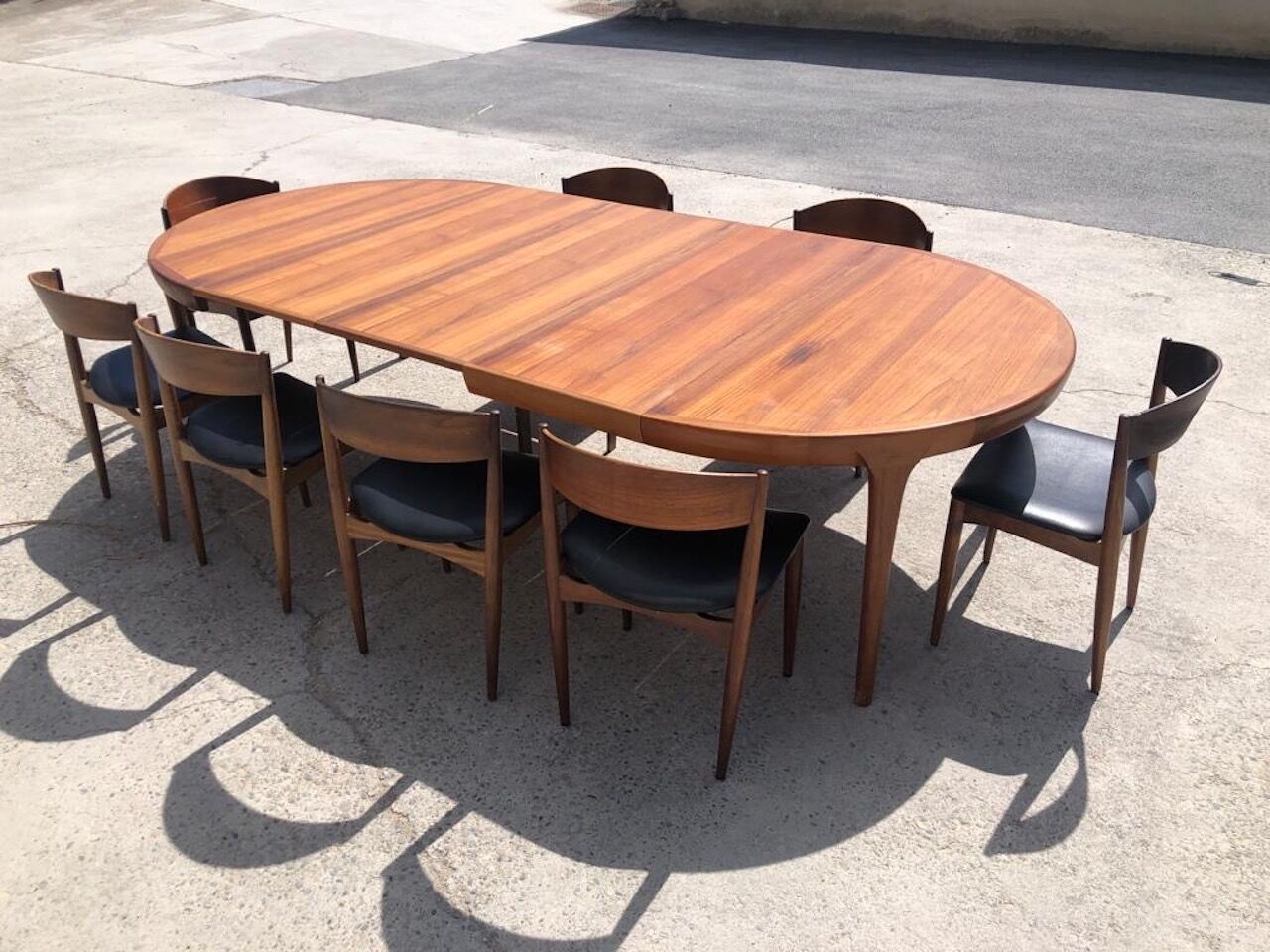 Set Extendable table Ib Kofod Larsen and 8 chairs Jysk for Mobelfabrik 1960