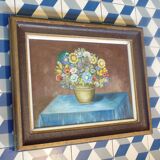 Old painting representing a bouquet of flowers