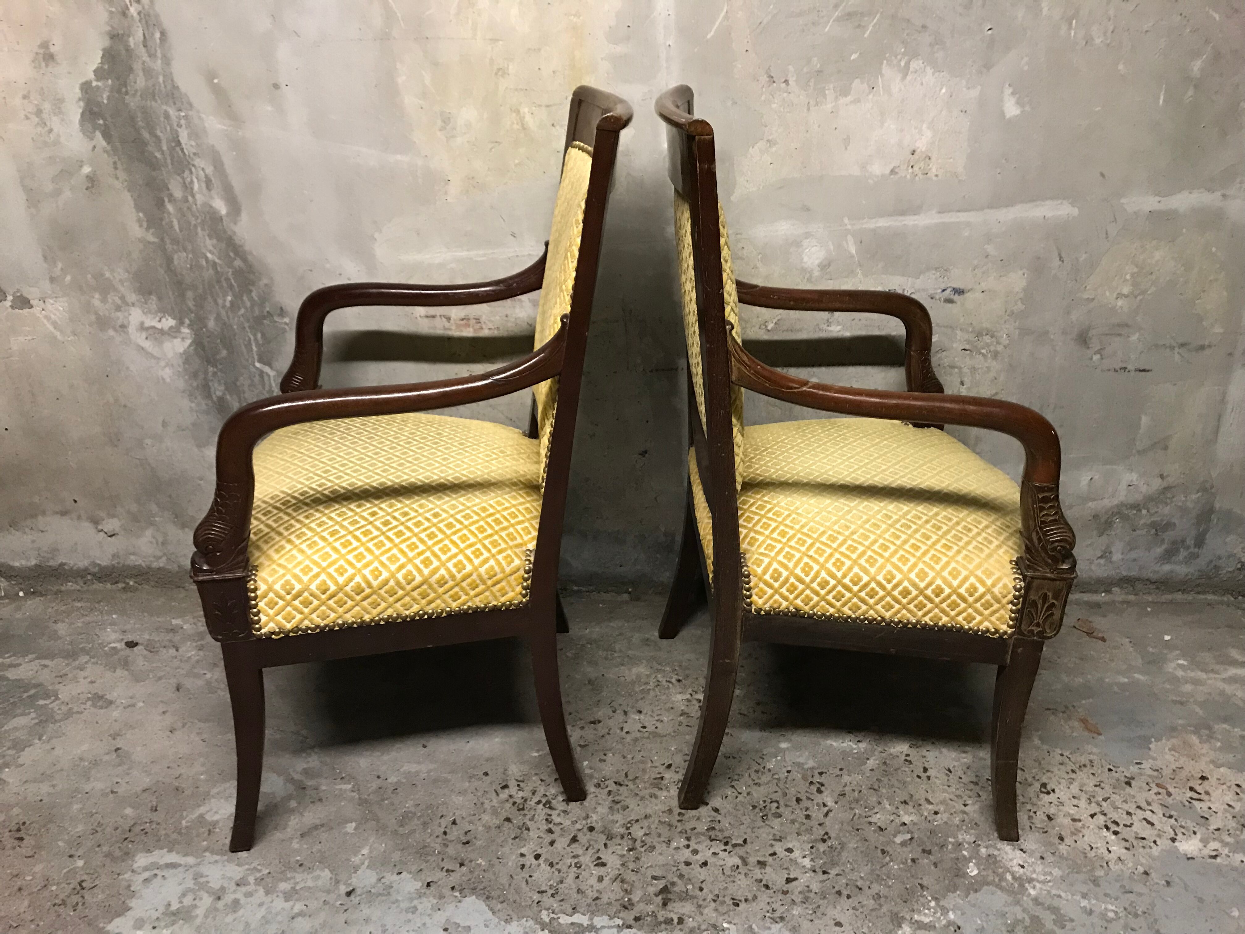 Pair of armchairs catering Empire mahogany 19th
