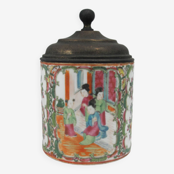 Ancien pot couvercle en famille rose Chinois Chine 19è siècle