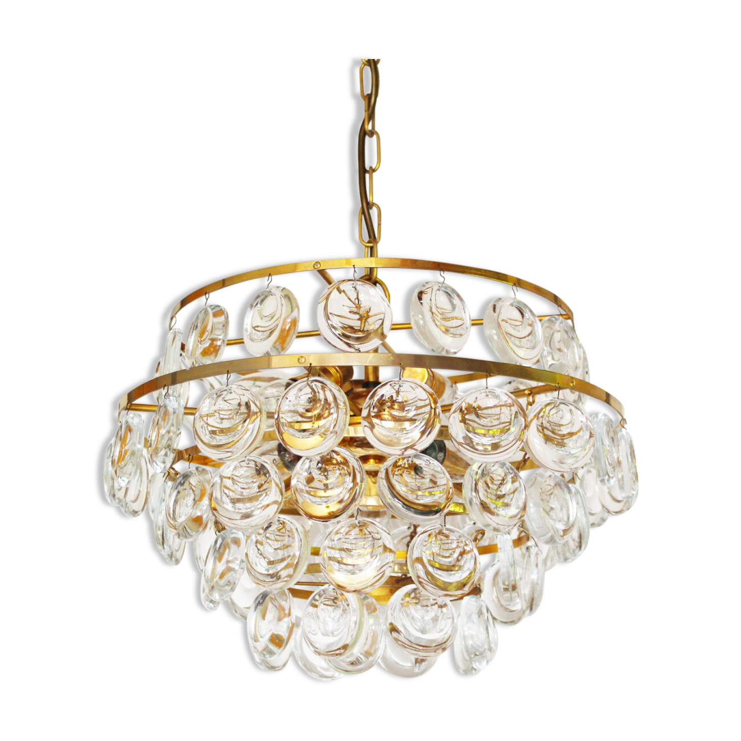 Stunning Crystal Glass and brass Chandelier by Palwa