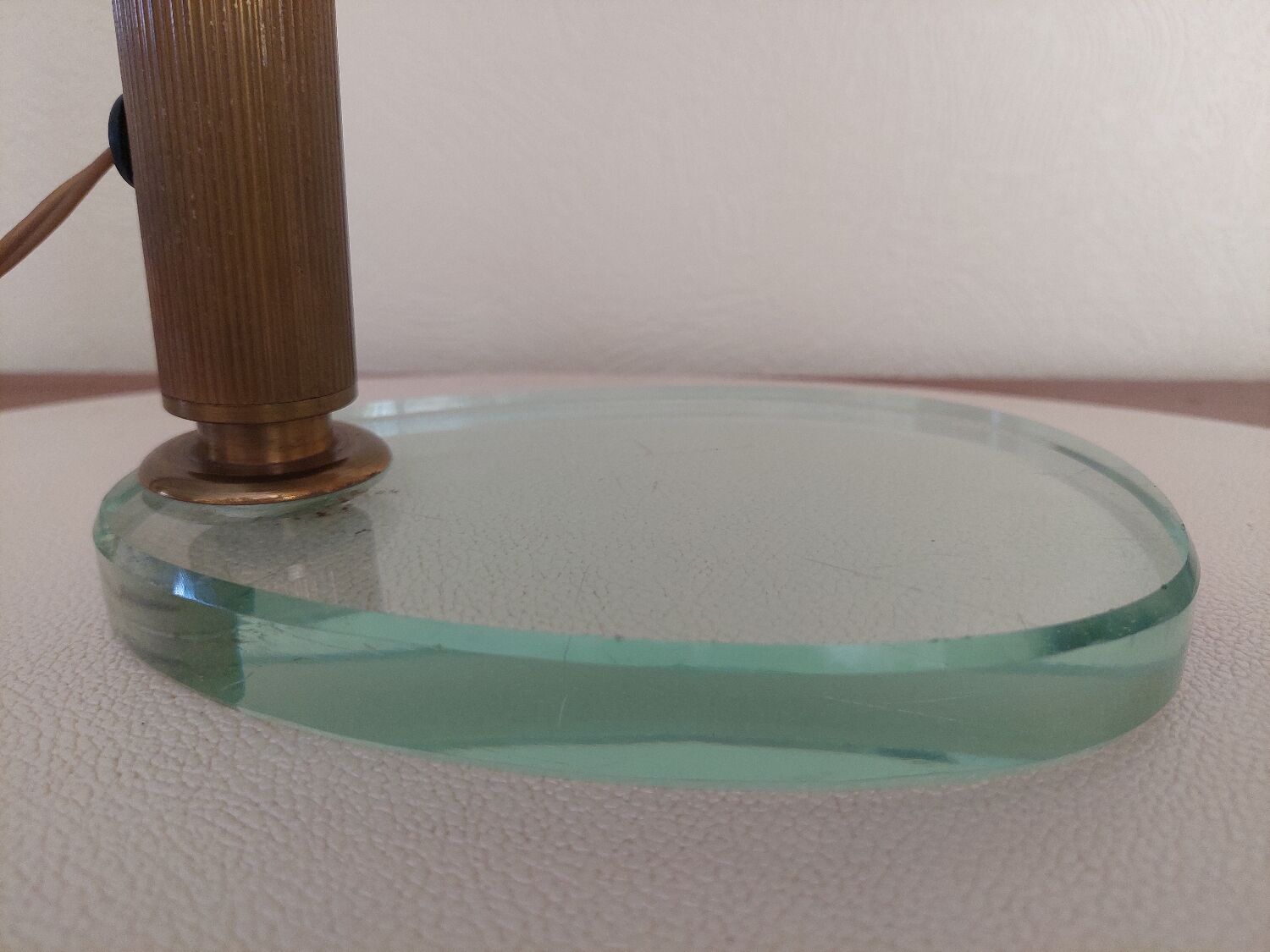 Italian Desk lamp  1950 brass and glass