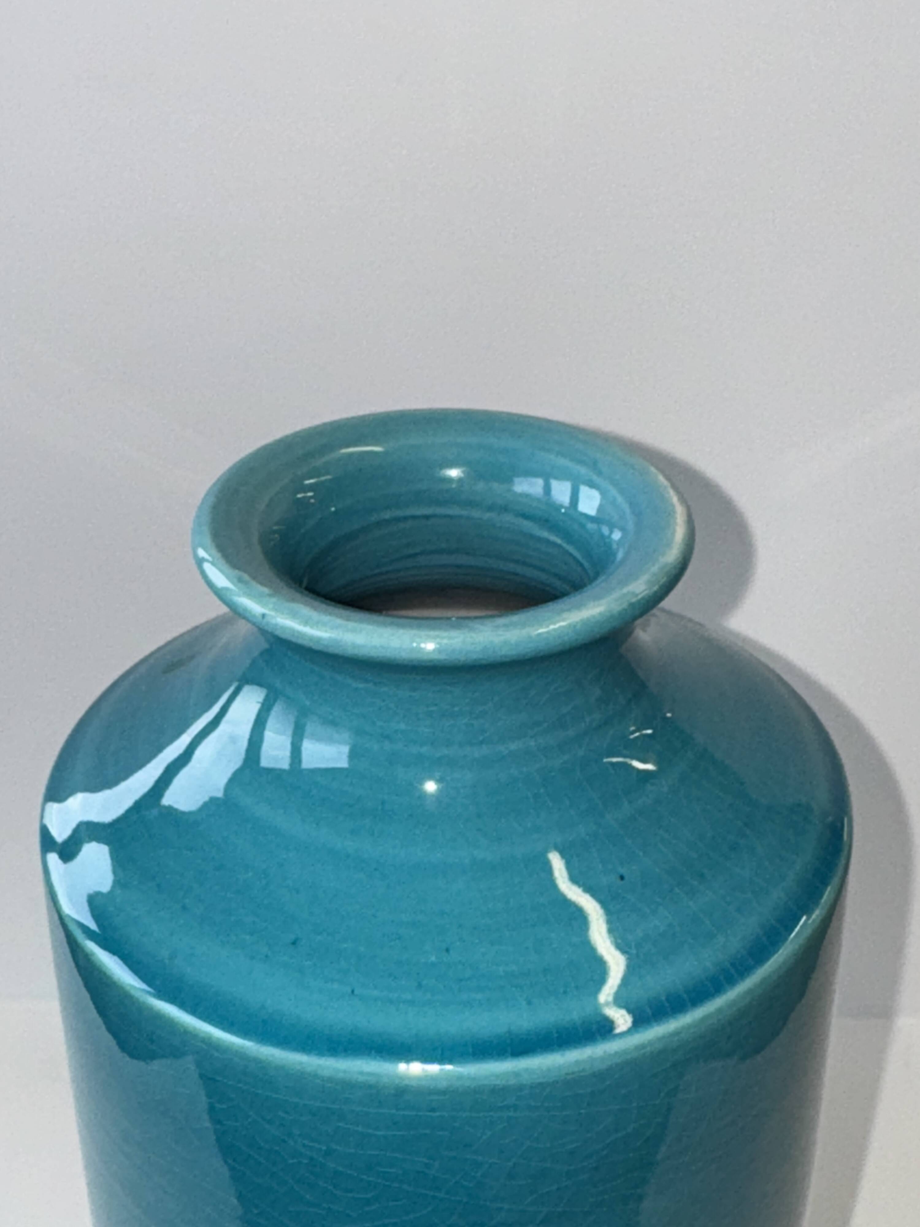 Turquoise blue vase H25.5
