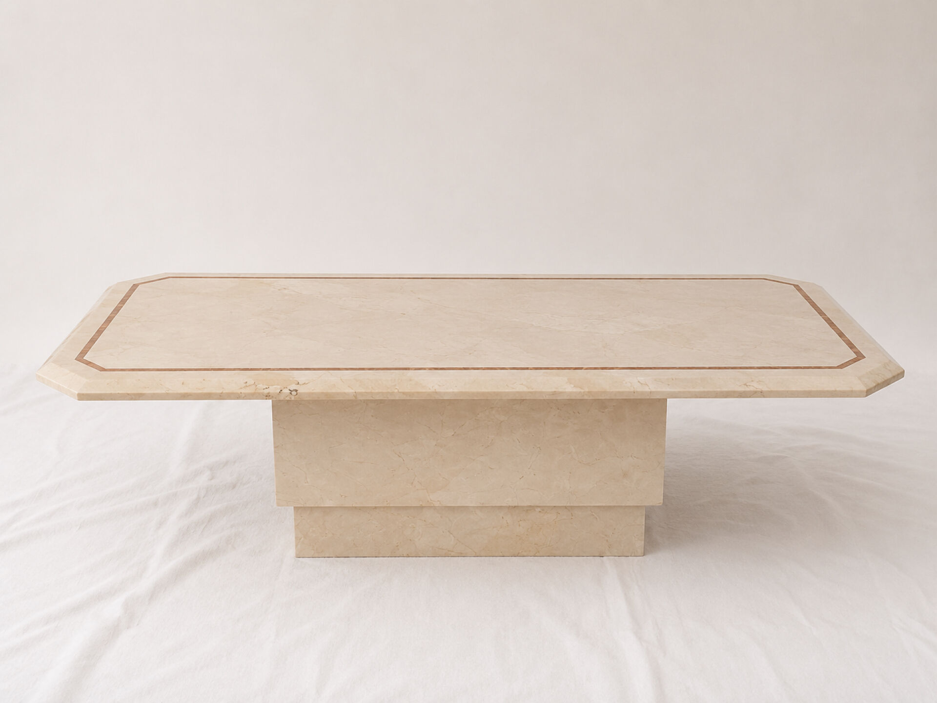 Marble inlaid coffee table, Italian Hollywood Regency style 70s